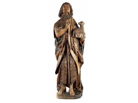 Spätgotische Schnitzfigur des Heiligen Johannes der Täufer